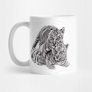 Sumatran tiger cubs illustration Mug